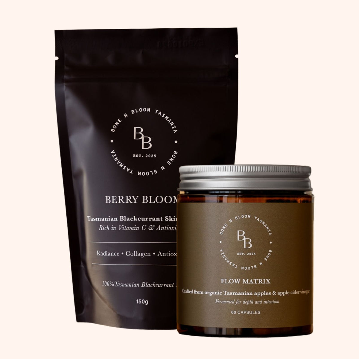 Flow Matrix + Berry Bloom Duo | Blackcurrant Skin Powder + Apple Cider Vinegar Capsules