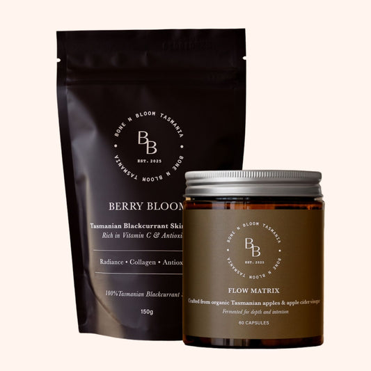 Flow Matrix + Berry Bloom Duo | Blackcurrant Skin Powder + Apple Cider Vinegar Capsules