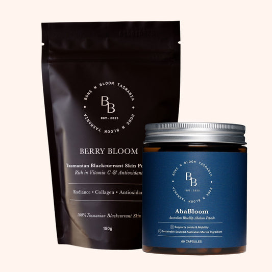 AbaBloom + Berry Bloom Duo |  Abalone Peptide Capsules + Blackcurrant Skin Powder