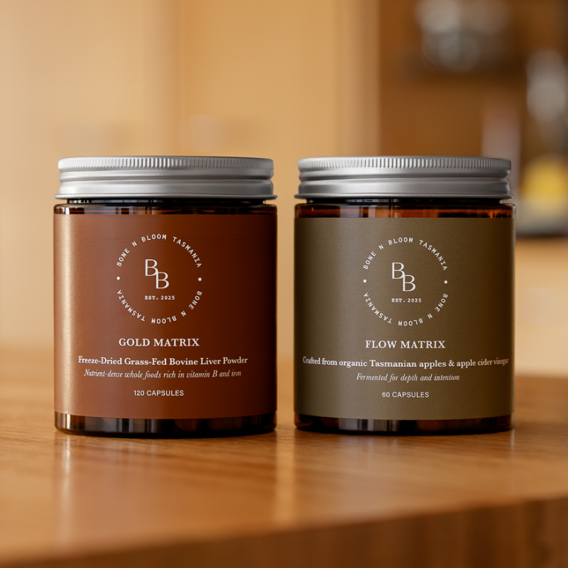 GoldenFlow Bundle: Beef Liver + Apple Cider Vinegar Capsules | Gold + Flow Matrix